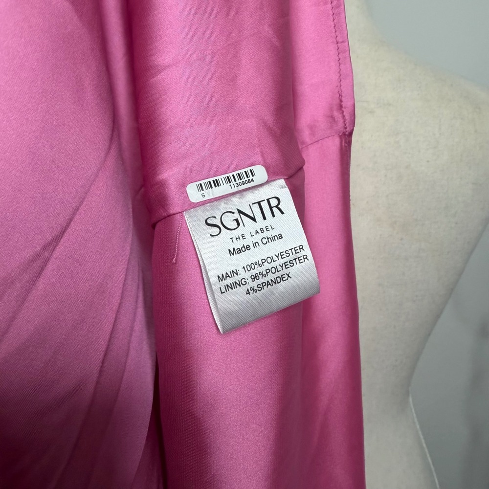 NWT SGNTR The Label Floral Tie Strap Mini Dress Pink Milkmaid Women's Small - Picture 9 of 9